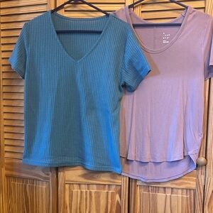 Women's V-Neck and Round Neck Tops - Blue and Purple